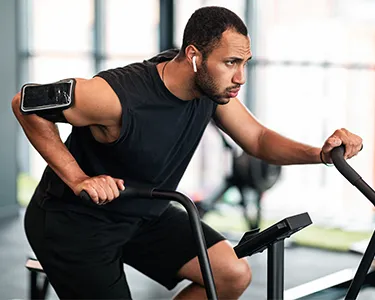 a man on a treadmill in a gym, a stock photo by Aaron Bohrod, featured on pexels, private press, stock photo, stockphoto, behance hd